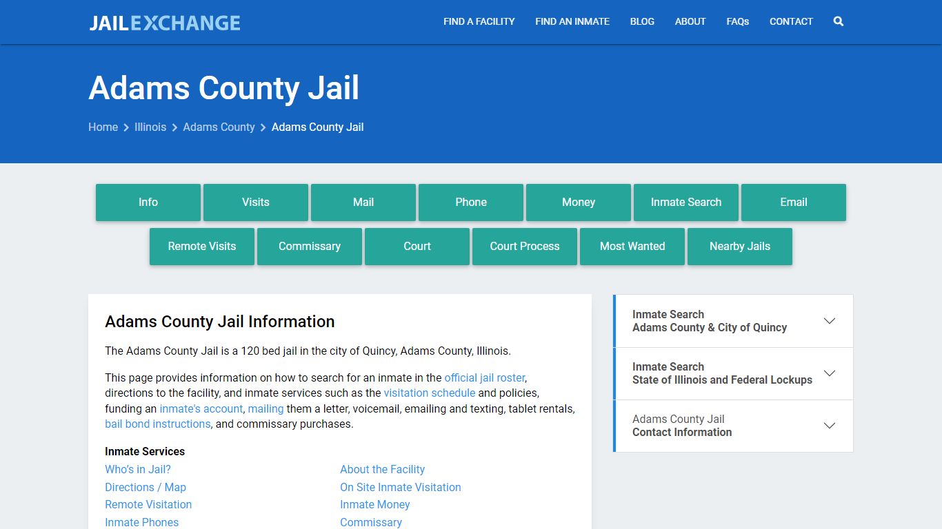 Adams County Jail, IL Inmate Search, Information